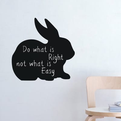 Schoolbordsticker - uitwisbare zelfklevende muurstickers - KONIJNENSILHOUET - 70x70cm