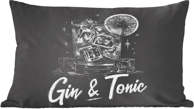 Sierkussens - Kussentjes Woonkamer - 60x40 cm - Gin en tonic - Glas - Limoen - Ijsblokjes
