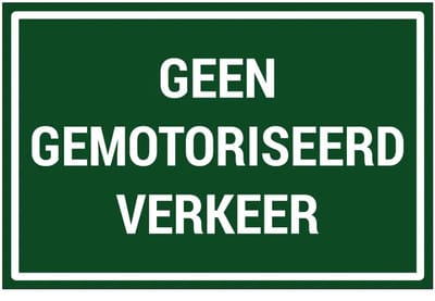 Geen gemotoriseerd verkeer bord | gecoat dibond materiaal | 18 x 12 cm