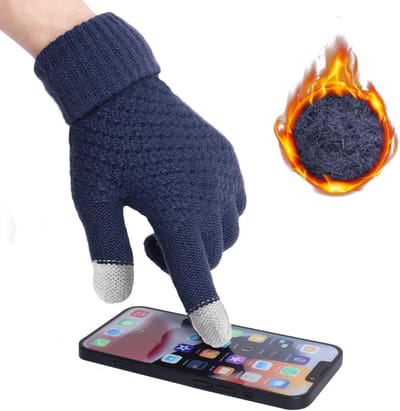 Dikke fleece handschoenen voor de winter, warm gebreid met elastische manchetten voor buitenactiviteiten