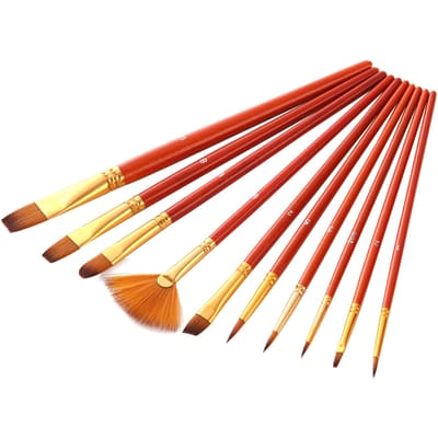Kit de pinceaux à peinture, 10 pièces, pinceaux d'artiste, plusieurs médiums, avec poils en Nylon pour artiste rouge