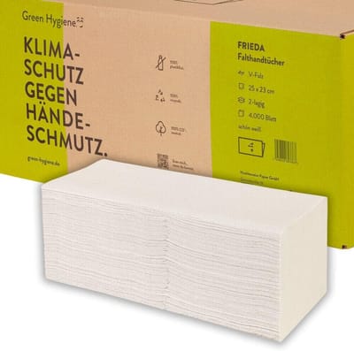 Handdoekpapier V-vouw 4000 Vellen - 2-laags Gerecycled Wit Papier (23x25 cm)