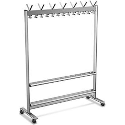 Verrijdbare staande kapstok - metaal - l. 1360 x D 500 x H 1750 mm - met parapluhouder