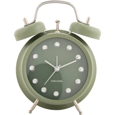 Karlsson Wekker Glam Diamonds - Groen - 11.8x5.7x17cm - Scandinavisch - Wekker voor slaapkamer - Wekkers