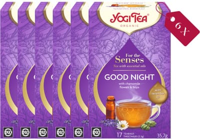 Yogi Tea For The Senses Good Night - Biologische Kruidenthee met Lavendel, Kamille en Hop voor een Rustige Nacht - Tray van 6 Stuks