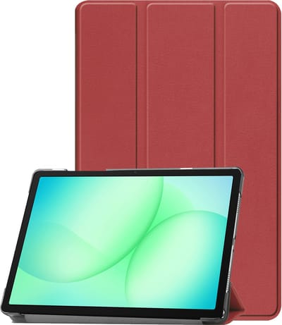 Hoesje Geschikt voor Samsung Galaxy Tab A11 Plus / A9 Plus - Dun & Stevig - Trifold Bookcase - Hard Cover - Hardcover Book Case - Tablet Hoes - Donkerrood