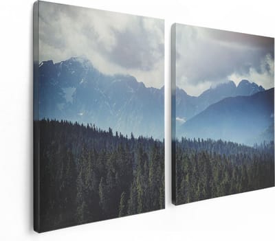 Artaza Canvas Schilderij Tweeluik Amsterdamse Gracht Tijdens Zonsondergang - 120x80 - Foto Op Canvas - Canvas Print