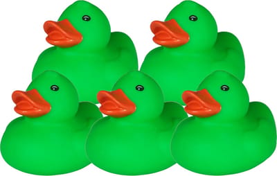 Rubber badeendje - 5x - Classic groen - badkamer fun artikelen - size 5 cm - kunststof - speelgoed eendjes