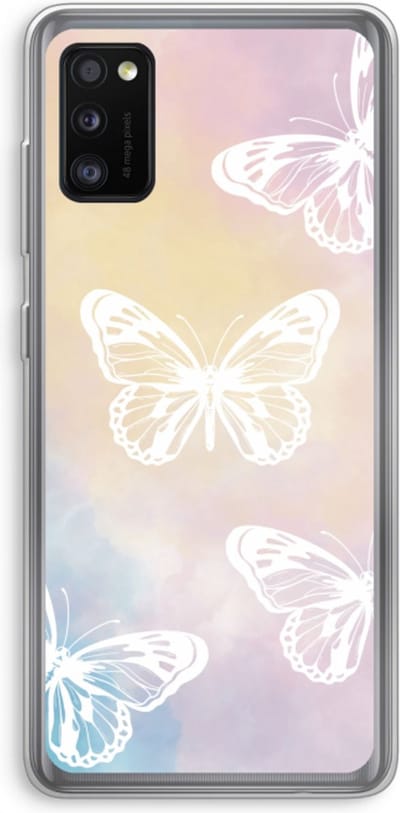 Case Company® - Hoesje geschikt voor Samsung Galaxy A41 hoesje - White butterfly - Soft Cover Telefoonhoesje - Bescherming aan alle Kanten en Schermrand