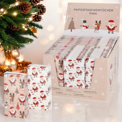 Dailygoods- Papierzakdoeken 3-laags - 36 Verpakkingen - Wit Bedrukt - Cadeau voor Kerstmis - Knutselgeschenk - Zacht en Praktisch - Zakdoeken