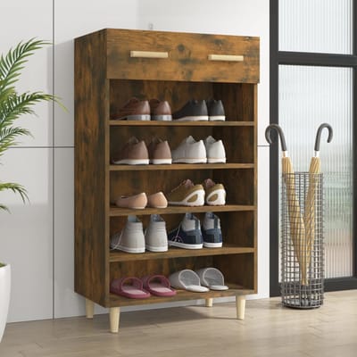 vidaXL - Schoenenkast - 60x35x105 - cm - bewerkt - hout - gerookt - eikenkleurig