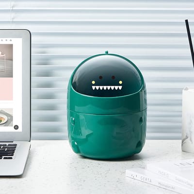 Dailygoods- Mini Prullenbak Draaibaar Deksel - Bureau Prullenbak - Desktop Prullenbak - Prullenbak voor Kinderen - Schattig Design - Plastic Materiaal - Bureauprullenbak