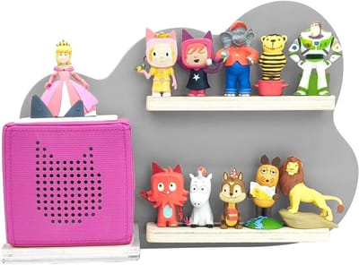 Toniebox Plank met Ruimte voor 11 Figuren, Magnetische Wandplank voor Speelgoedopslag en Decoratie (Wolkenkunst - Grijs)