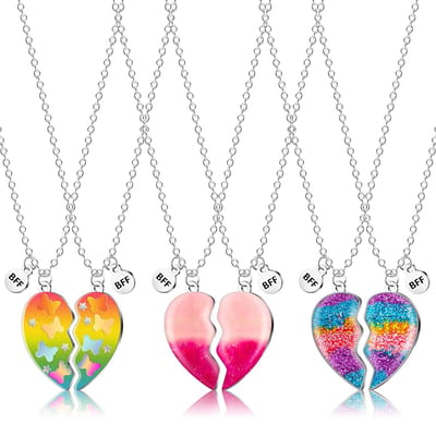 Bixorp Friends BFF Ketting voor 6 met drie Hartjes kettingen - Vriendschapskettingen voor 2 - Vriendschap Cadeau