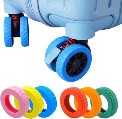 Siliconen Wielbekleding voor Trolleys, Set van 8 Stuks, Antislip en Geluidsreducerend, Breedte 10 mm, Blauw