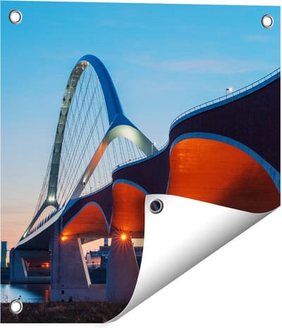 Gards Tuinposter Oversteek Brug in Nijmegen - 40x40 cm - Tuindoek - Tuindecoratie - Wanddecoratie buiten - Tuinschilderij