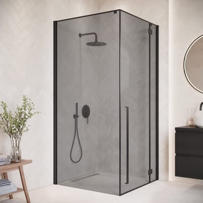 Badplaats Douchecabine Vancouver 90 x 90 x 190 cm - Zwart - Rookglas - Douchewand met Draaideur