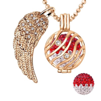 Engelenroeper 18mm Bolhouder met Ketting 90cm en Bolletje - Dames - Roségoudkleurig Golven - EBS18089