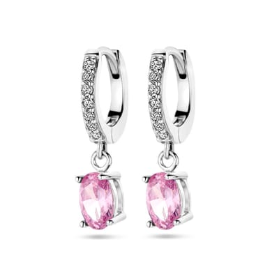 Zilver Gerhodineerd Klapoorringen Wit En Roze Zirkonia 1338784
