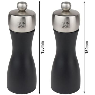 (6 stuks) PEUGEOT FIDJI - Zout & Peper Molen - Hout - Zwart Mat - Hoogte: 150mm
