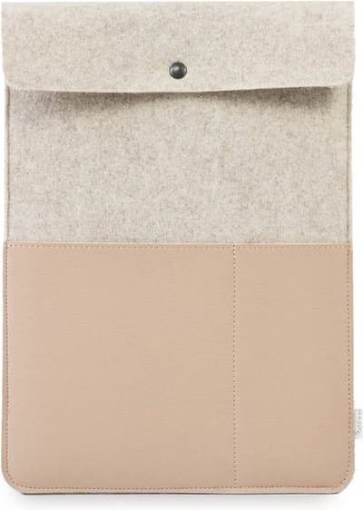 Laptop hoes BEAU -16 inch - Laptopsleeve - Beige - Gerecycled wolvilt en appelleer - Duurzaam