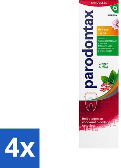 4 x Parodontax - Tandpasta - Herbal Twist - Ginger & Mint - 75ml - Tandpasta - Bloedend Tandvlees - Tandplak - Gember - Munt