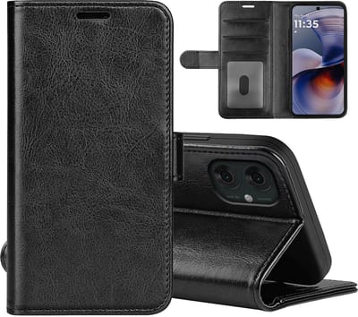 MobyDefend Hoesje - Geschikt voor Motorola Moto G55 - Wallet Book Case (Sluiting Achterkant) - Zwart