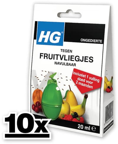 10 x HG Fruitvliegjesval 20 ml - Fruitvliegjesval - Fruitvliegjes Bestrijding - Fruitvliegjes Bestrijding Zomer - Fruitvliegjesvrij - Fruitvliegjes Val