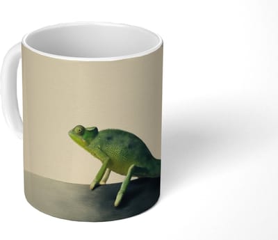 Mok - Koffiemok - Kameleon - Groen - Minimalistisch - Mokken - 350 ML - Beker - Koffiemokken - Theemok