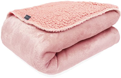 HOOMstyle Lotus Plaid - Fleece Deken - Teddy - 130 x 170 cm - Potpourri Roze