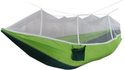 Kampeerhangmat - Nylon Hangmat - Buiten Ontspannen - Met Muggennet - Lichtgewicht - Groen