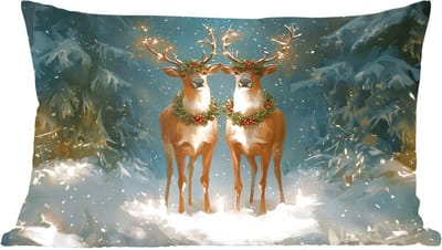 Sierkussens - Kussentjes Woonkamer - 60x40 cm - Dennensprookje - Rendier - Nacht