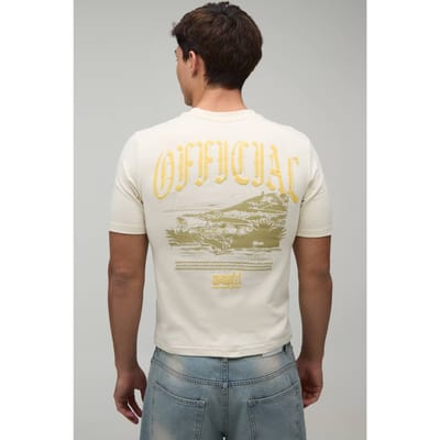 Gekrompen Muscle Moto Puff Print T-shirt | Stone | Size Small