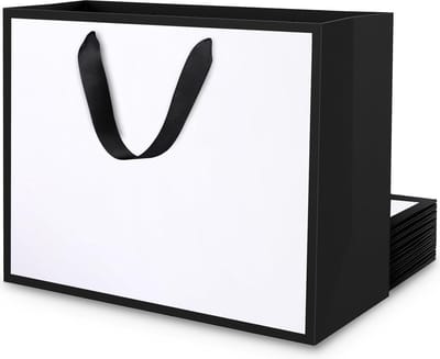 Geschenktassen met Handvat - 10 stuks Wit 230GSM Papieren Tassen - Medium 27x8x21cm - Winkeltassen Papier - Luxe Witte Geschenktassen