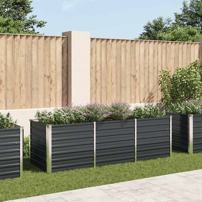 vidaXL - Plantenbak - verhoogd - 240x80x77 - cm - gegalvaniseerd - staal - antraciet