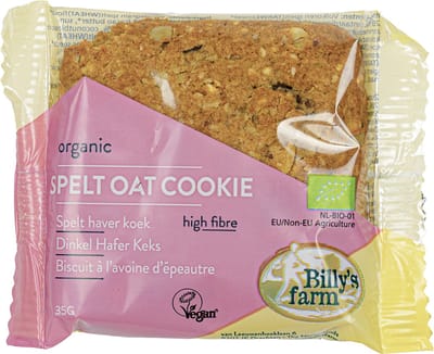 Billy's Farm Biologische Spelt haverkoeken (DOOS 40x35 gram grootverpakking) NL-BIO-01