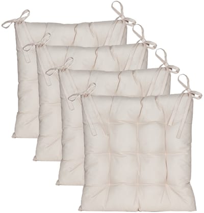 Anna's collection Stoelkussen gewatteerd - 4x - zand/beige - 38 x 38 cm - binnen/buiten - zitkussens - tuinkussens