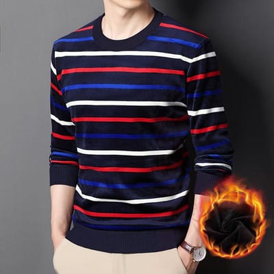 Nieuwe Winter Fluweel Verdikt Trui Heren Basishemd Dubbelzijdig Fluweel Koreaanse Stijl Modieuze Herentrui Herenkleding 4XL black