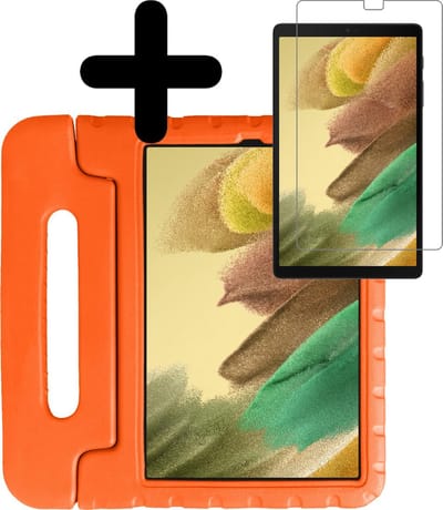 Hoes - Geschikt voor Samsung Galaxy Tab A7 Lite - Met Screenprotector - Kinderhoes Shockproof Bumper - Kidsproof Case - Tablet Hoesje - Kinder Hoesje Cover - Oranje