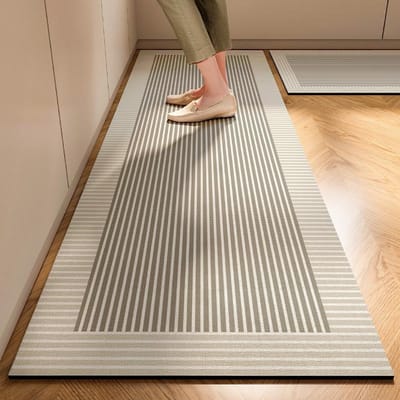 Huishouden Modern Niet-wassen Absorberende Vloermat Eenvoudige Lijnen Vuile Voetenmat Lang Grijs Antislip Keukenmat 50*80cm