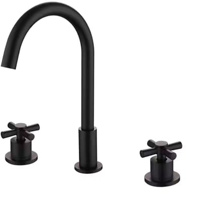 Hudor Fonteinkraan Met Planchet - Zwart Messing - Driegats Badkamerkraan - Koudwaterkraan - Tapkraan - Collectie Céphise - WC Kraan - Toiletkraan