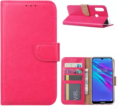 Ntech Portemonnee Hoesje/Book Case met Opbergvakjes & Magneetflapje Geschikt voor Huawei Y6 2019 - Roze/Pink