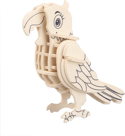 Houten dieren 3D puzzel papegaai - Speelgoed bouwpakket - 23 x 18,5 x 0,3 cm - vogels