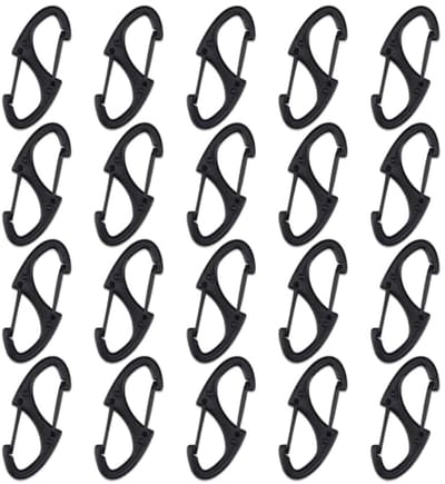 Mini S Karabijnhaak Clips - 20 Stuks Aluminium Sleutelhanger Haak voor Camping, Vissen en Wandelen