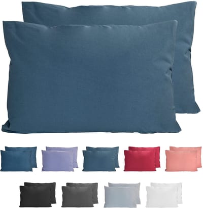 100% katoenen kussenslopen, set van 2, 40 x 60 cm, superzachte premium jersey hoofdkussensloop, 150 g/m², kussenhoes, petrolblauw