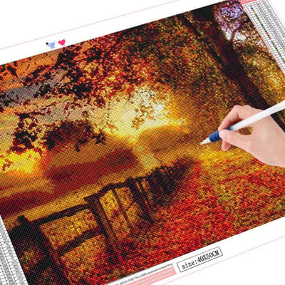 Peinture diamant 5D de paysage d'arbre, décoration de maison, Kit artisanal en strass, image de broderie 20X30CM black