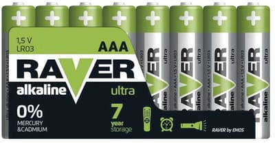 Raver Alkaline Batterijen AAA - Penlite LR03 - 1.5V - 8 stuks
