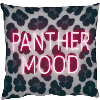 Sierkussens - Kussentjes Woonkamer - 50x50 cm - Panterprint - Zwart - Neonletters - Roze