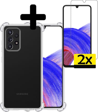 Hoesje - Met Screenprotector - 2 Stuks - Geschikt voor Samsung Galaxy A33 - Sterk & Shockproof - Siliconen Case - Back Cover - Telefoon Hoes - Shock Proof - Telefoonhoesjes - Transparant