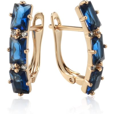 Volledig Blauwe Natuurlijke Zirconia Druppeloorbellen Voor Vrouwen Mode Langwerpig Roségoud Kleur Hoge Kwaliteit Dagelijkse Fijne Sieraden beige